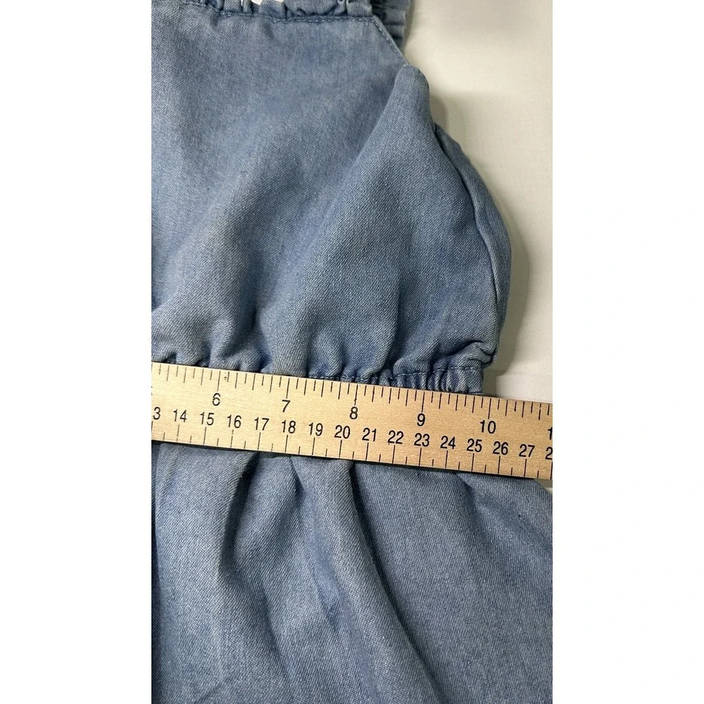 BCBG  Denim Dress Girls Size 5T Blue Pullover Sleeveless Stretch Flowy Summer